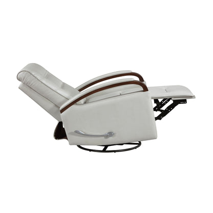 Fauteuil inclinable pivotant et coulissant, 1 pièce, en similicuir, rembourré, avec accoudoirs en bois d'hévéa massif, meuble de salon luxueux