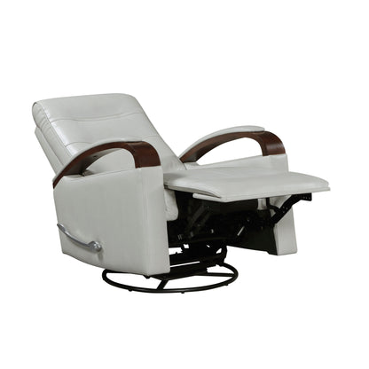 Fauteuil inclinable pivotant et coulissant, 1 pièce, en similicuir, rembourré, avec accoudoirs en bois d'hévéa massif, meuble de salon luxueux