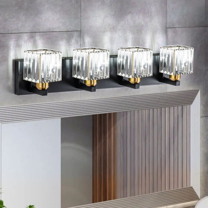 Applique murale de salle de bain 2/3/4/5 lumières avec abat-jour en cristal