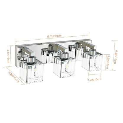 Applique murale de salle de bain 2/3/4/5 lumières avec abat-jour en cristal