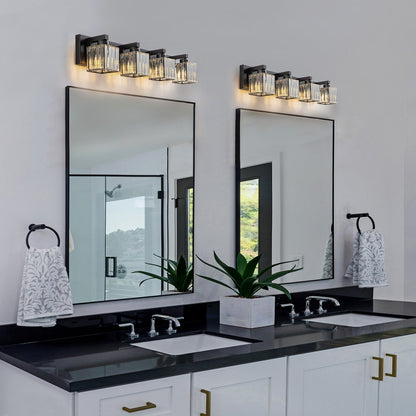 Applique murale de salle de bain 2/3/4/5 lumières avec abat-jour en cristal