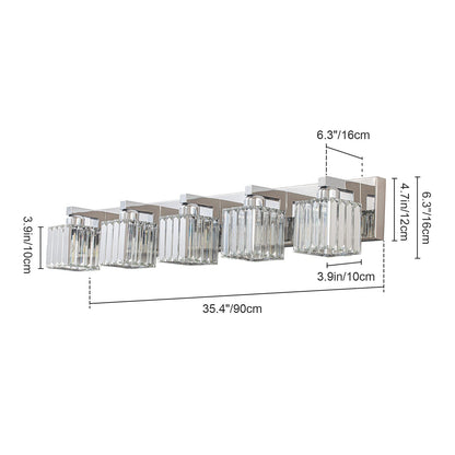 Applique murale de salle de bain 2/3/4/5 lumières avec abat-jour en cristal