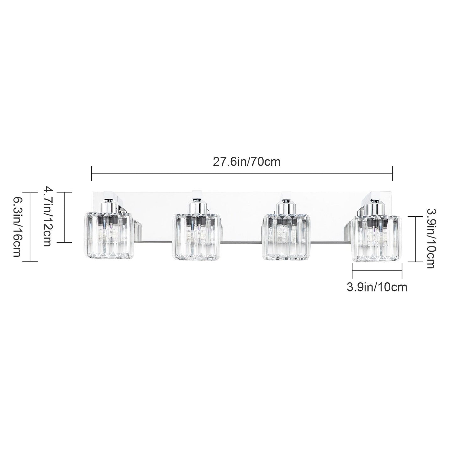 Applique murale de salle de bain 2/3/4/5 lumières avec abat-jour en cristal