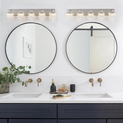 Applique murale de salle de bain 2/3/4/5 lumières avec abat-jour en cristal