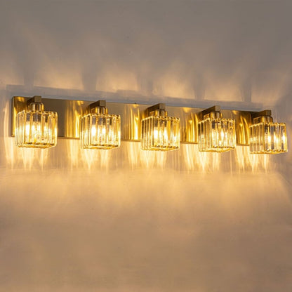 Applique murale de salle de bain 2/3/4/5 lumières avec abat-jour en cristal