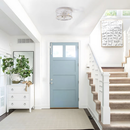 Plafonnier encastré à 2 lumières en verre transparent avec cadre en métal