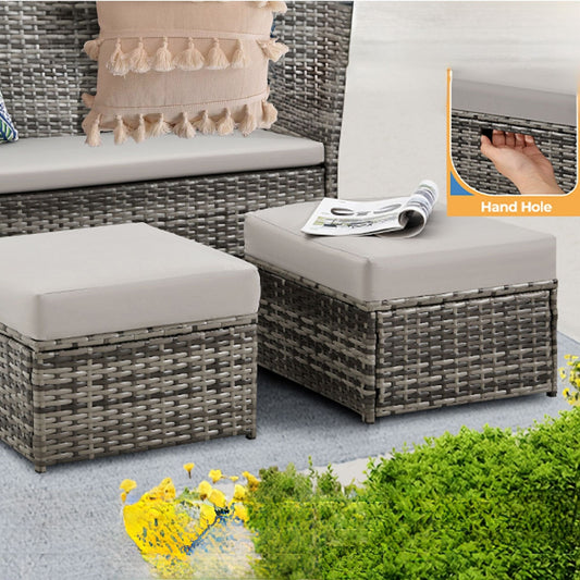 Poufs de patio en osier 2 pièces - Liquidation