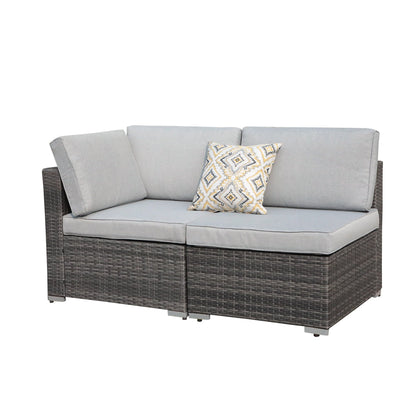 Ensemble de 2 canapés d'angle sectionnels en osier pour patio
