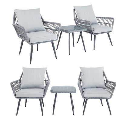 Ensemble de meubles de patio 3 pièces, petit ensemble de bistrot d'extérieur en osier et rotin, chaises de patio, ensemble de conversation avec table en verre