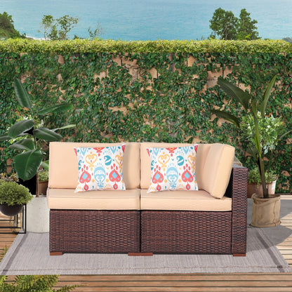Ensemble de 2 canapés d'angle sectionnels en osier pour patio