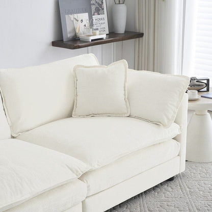 Ensemble de 2 canapés surdimensionnés à assise extra profonde et rembourrés en chenille avec canapé 3 places et causeuse