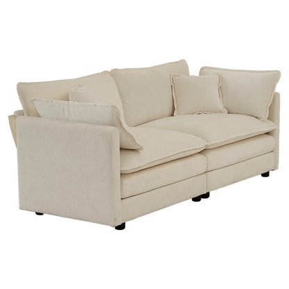 Ensemble de 2 canapés surdimensionnés à assise extra profonde et rembourrés en chenille avec canapé 3 places et causeuse