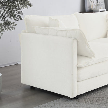 Ensemble de 2 canapés surdimensionnés à assise extra profonde et rembourrés en chenille avec canapé 3 places et causeuse