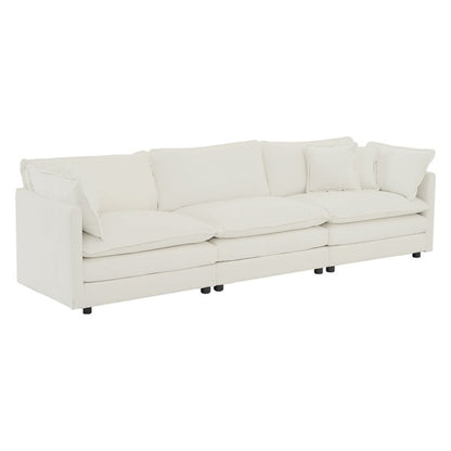 Ensemble de 2 canapés surdimensionnés à assise extra profonde et rembourrés en chenille avec canapé 3 places et causeuse