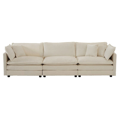 Ensemble de 2 canapés surdimensionnés à assise extra profonde et rembourrés en chenille avec canapé 3 places et causeuse
