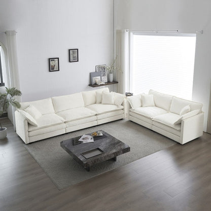 Ensemble de 2 canapés surdimensionnés à assise extra profonde et rembourrés en chenille avec canapé 3 places et causeuse