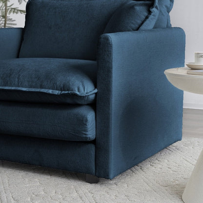 Ensemble de 2 canapés surdimensionnés à assise extra profonde et rembourrés en chenille avec canapé 3 places et causeuse