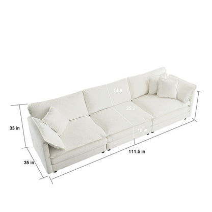 Ensemble de 2 canapés surdimensionnés à assise extra profonde et rembourrés en chenille avec canapé 3 places et causeuse