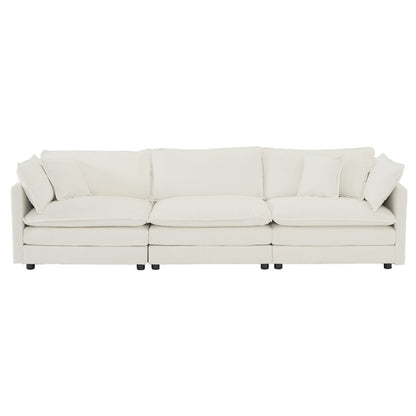 Ensemble de 2 canapés surdimensionnés à assise extra profonde et rembourrés en chenille avec canapé 3 places et causeuse