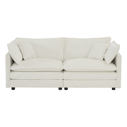 Ensemble de 2 canapés surdimensionnés à assise extra profonde et rembourrés en chenille avec canapé 3 places et causeuse