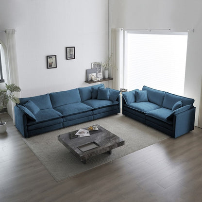 Ensemble de 2 canapés surdimensionnés à assise extra profonde et rembourrés en chenille avec canapé 3 places et causeuse