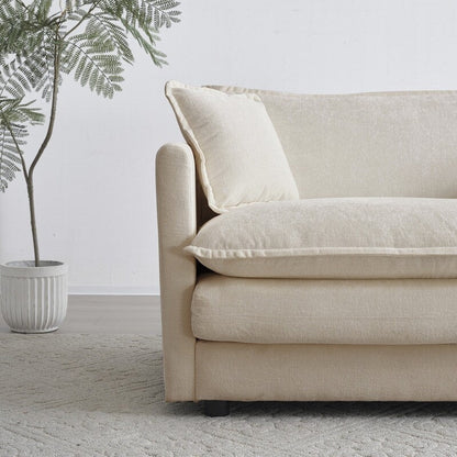 Ensemble de 2 canapés surdimensionnés à assise extra profonde et rembourrés en chenille avec canapé 3 places et causeuse