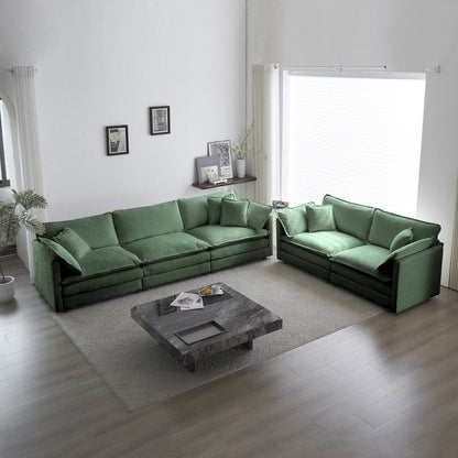 Ensemble de 2 canapés surdimensionnés à assise extra profonde et rembourrés en chenille avec canapé 3 places et causeuse
