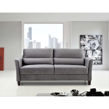Ensemble de salon 2 pièces avec accoudoirs inclinés rembourrés, causeuse et canapé, style milieu du siècle moderne