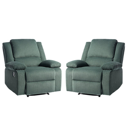 Ensemble de 2 fauteuils inclinables manuels en velours côtelé avec repose-pieds
