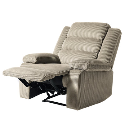 Lot de 2 fauteuils inclinables manuels modernes en velours côtelé, fauteuil d'appoint surdimensionné avec accoudoirs larges
