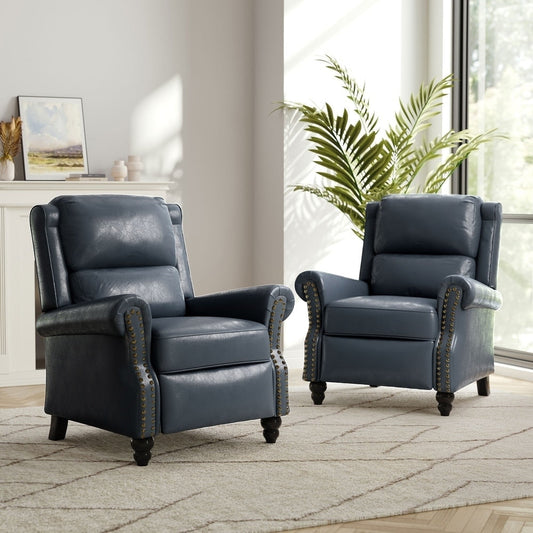 Lot de 2 fauteuils inclinables modernes rembourrés en similicuir/tissu