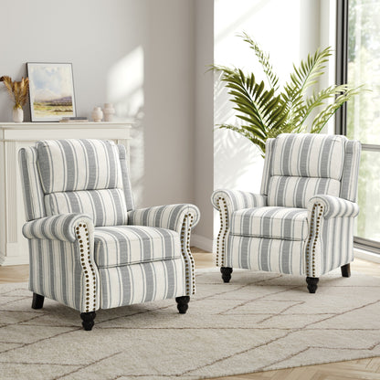 Ensemble de 2 fauteuils inclinables rembourrés à tête de clou