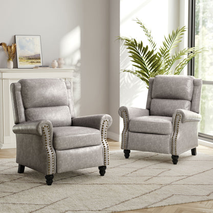 Ensemble de 2 fauteuils inclinables rembourrés à tête de clou