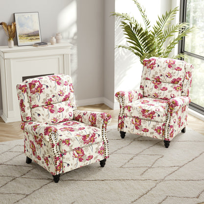 Ensemble de 2 fauteuils inclinables rembourrés à tête de clou