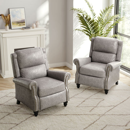 Ensemble de 2 fauteuils inclinables rembourrés à tête de clou