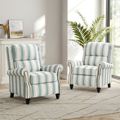 Ensemble de 2 fauteuils inclinables rembourrés à tête de clou