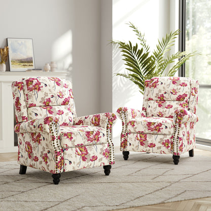 Ensemble de 2 fauteuils inclinables rembourrés à tête de clou