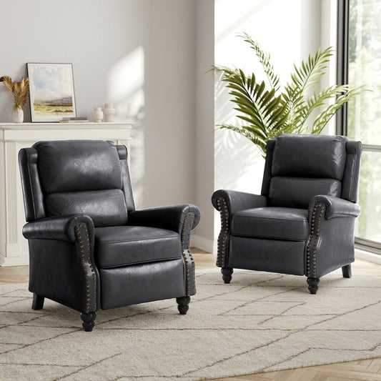 Ensemble de 2 fauteuils inclinables rembourrés à tête de clou