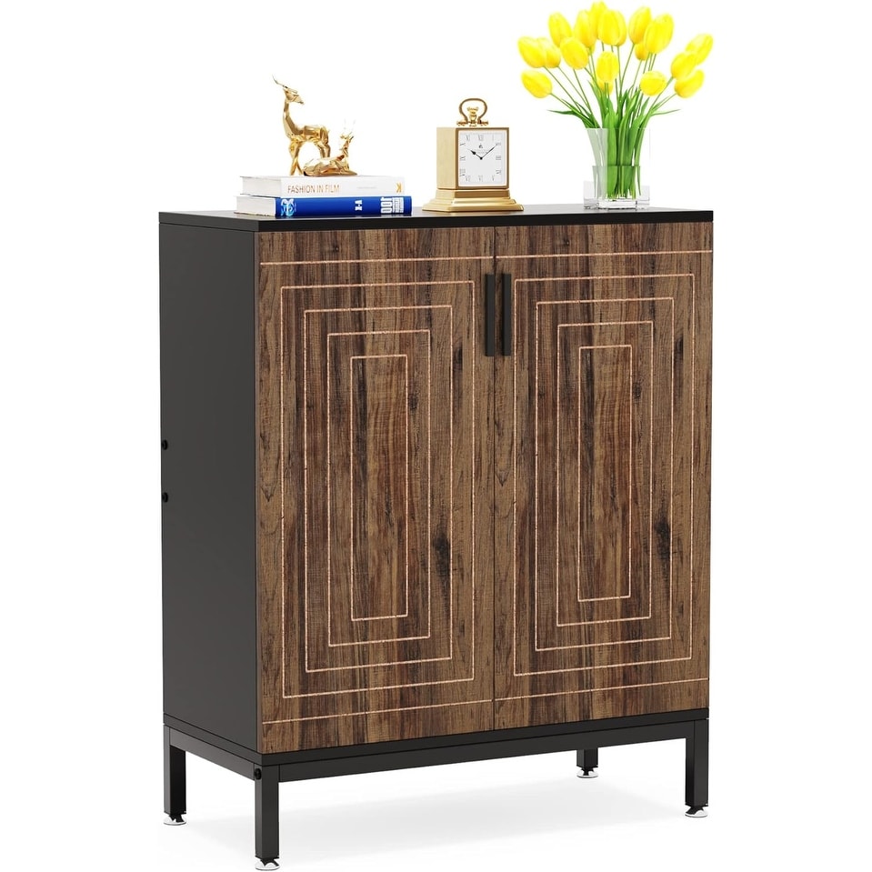 Meuble à chaussures moderne avec portes, 20 paires, 95 cm, blanc et doré