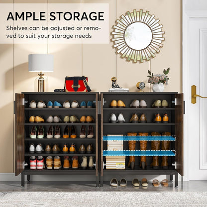 Meuble à chaussures moderne avec portes, 20 paires, 95 cm, blanc et doré