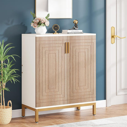 Meuble à chaussures moderne avec portes, 20 paires, 95 cm, blanc et doré