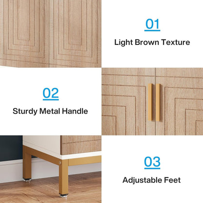 Meuble à chaussures moderne avec portes, 20 paires, 95 cm, blanc et doré