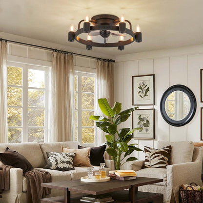 Ventilateur de plafond moderne de style ferme de 20 po, éclairage LED discret à encastrer avec télécommande pour salon