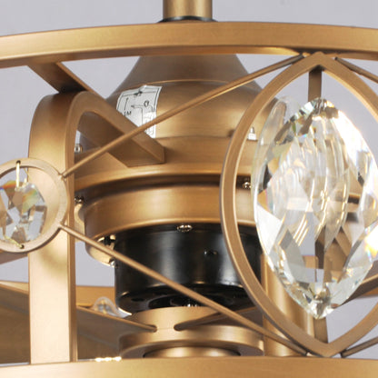 Lustre moderne en cristal avec ventilateur de plafond et télécommande