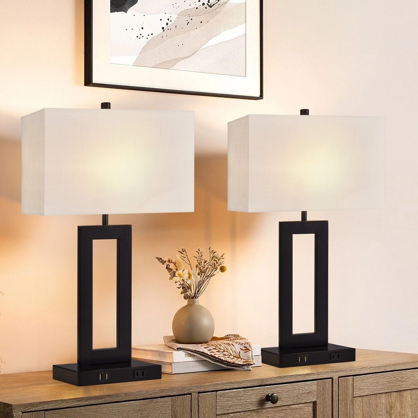 Ensemble de 22 lampes de table USB grises à commande tactile