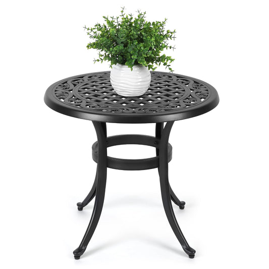 Table de bistrot ronde d'extérieur en fonte d'aluminium 23,22 po, table d'appoint ronde d'extérieur en mosaïque