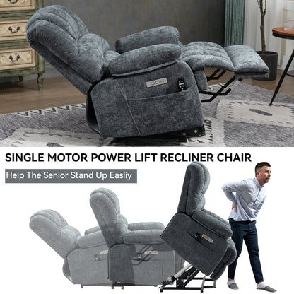 Fauteuil inclinable électrique de grande taille en chenille avec largeur d'assise de 23 pouces et dossier haut, massage par vibration à 8 points et chauffage lombaire