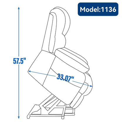 Fauteuil inclinable électrique de grande taille en chenille avec largeur d'assise de 23 pouces et dossier haut, massage par vibration à 8 points et chauffage lombaire
