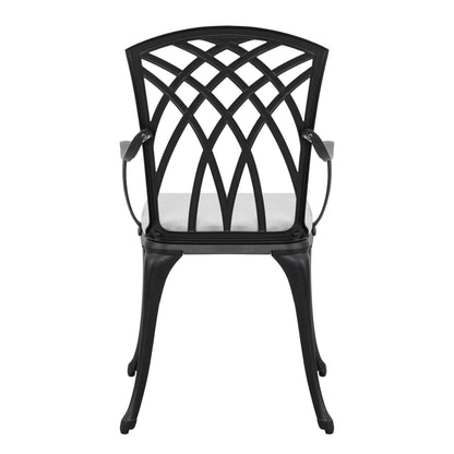 Table de bistrot en fonte d'aluminium de 24 pouces et 2 chaises de bistrot avec coussins gris - Table ronde de 24 pouces