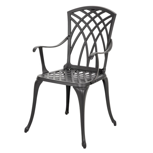 Table de bistrot en fonte d'aluminium de 24 pouces avec trou pour parasol et 2 chaises de bistrot
